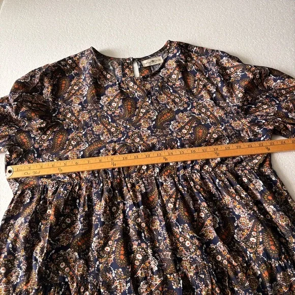 NATURAL LIFE Heidi Mini Dress Tiered Paisley Pockets Cottage Core Fall XL NWOT - Picture 7 of 13